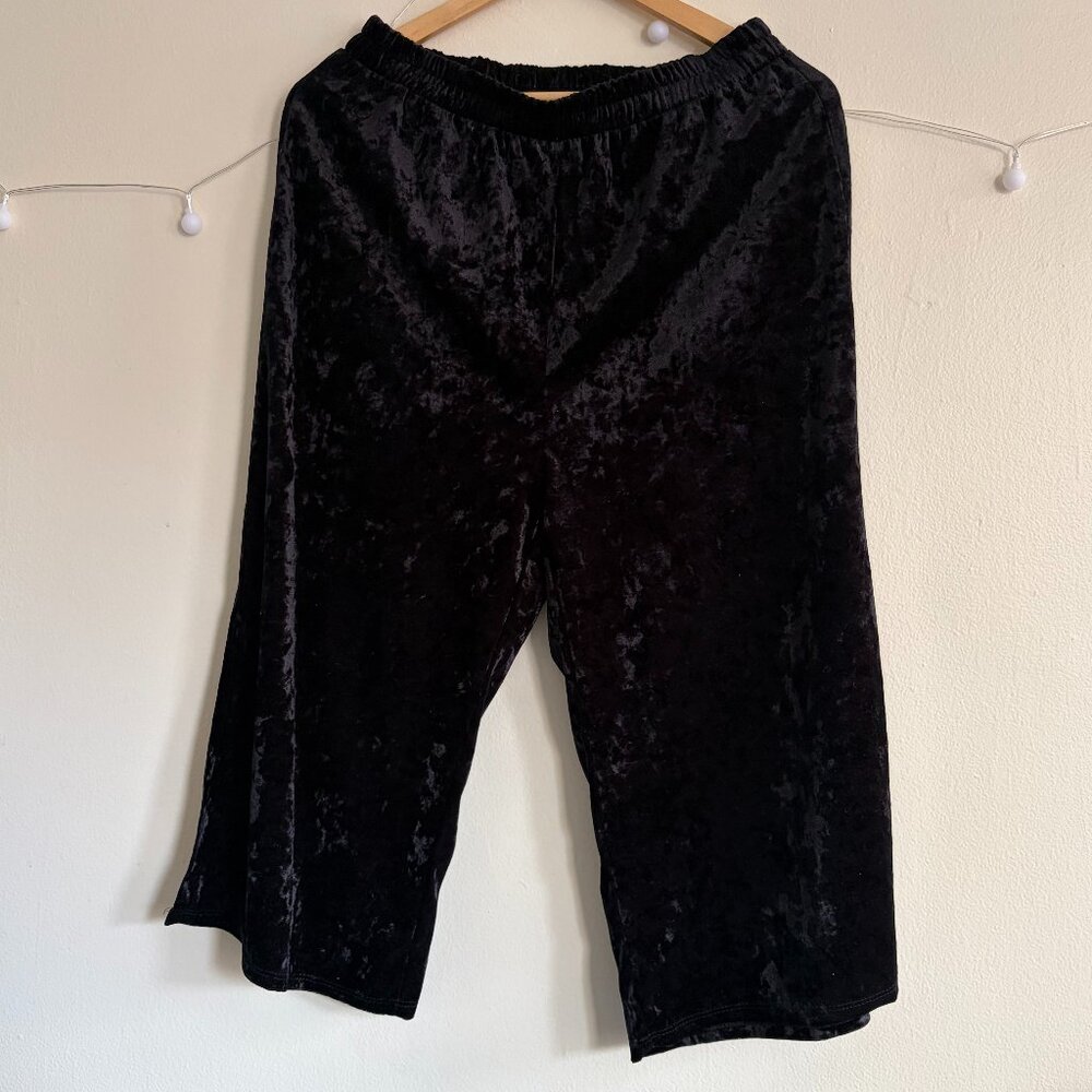 Black Crushed Velvet Midi Skirt